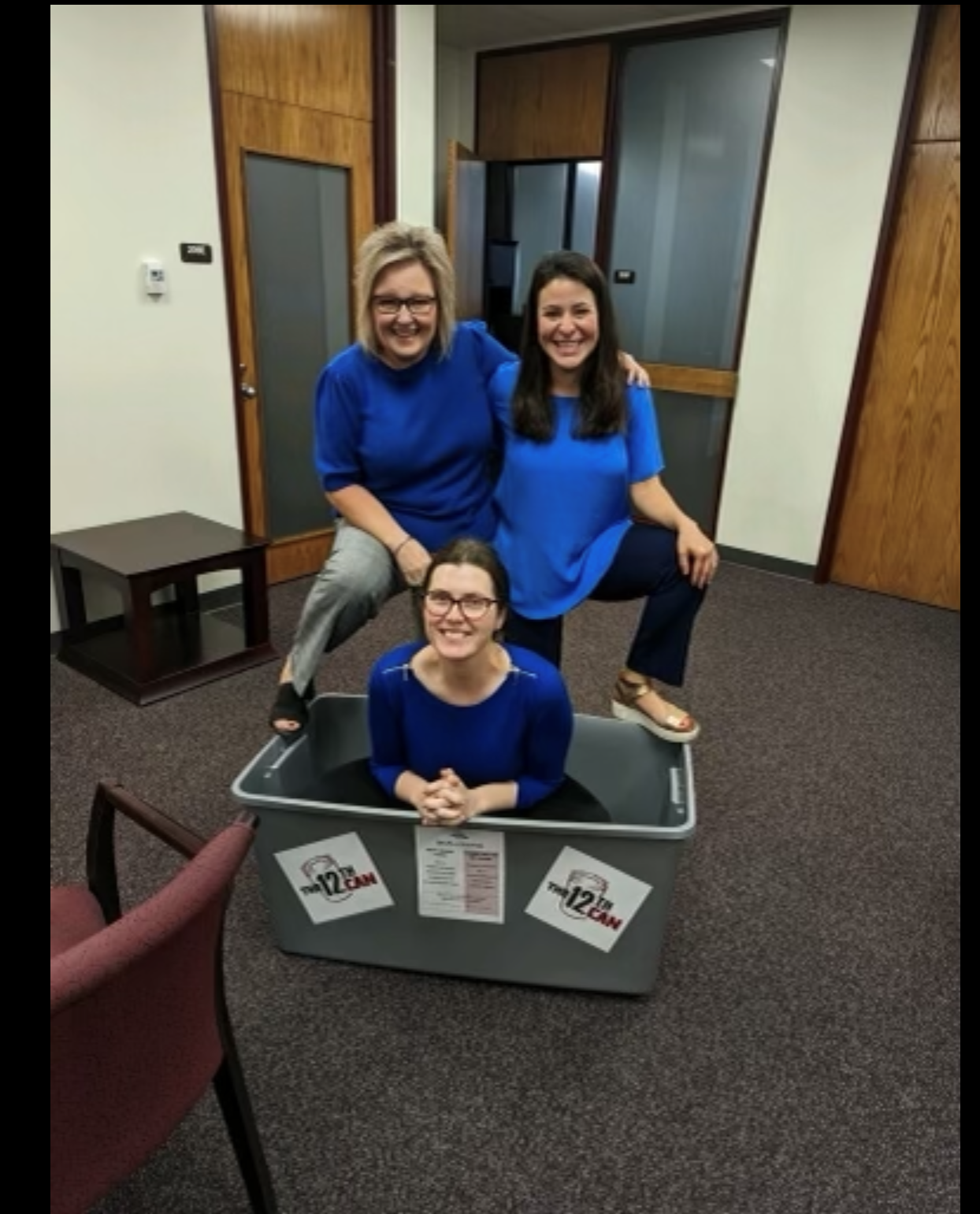 Angie, Mary and Kelli all in for the can drive 